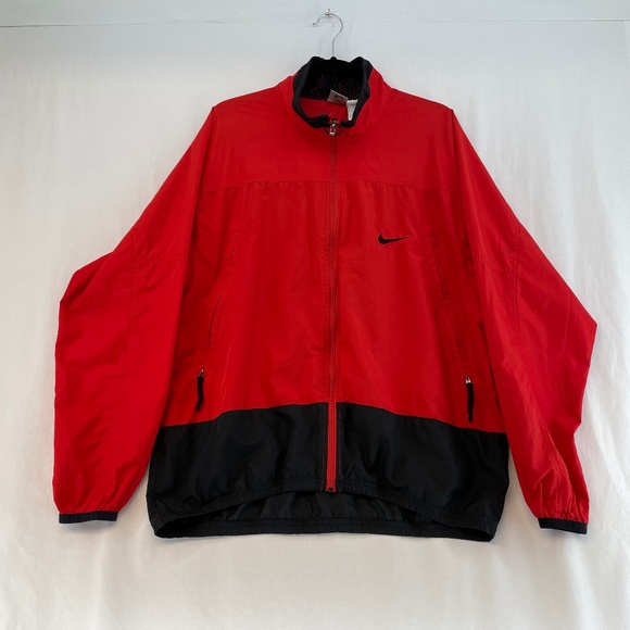 Vintage 90’s Nike White Tag Lightweight Jacket Red and Black Men’s Size Large - Picture 1 of 16